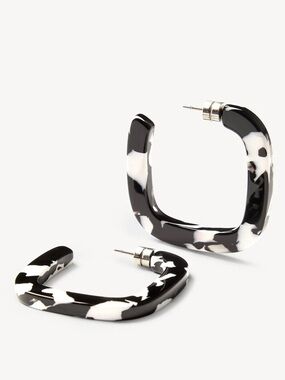 NWT - Machete acetate square midi Black and White hoop earrings in Noir